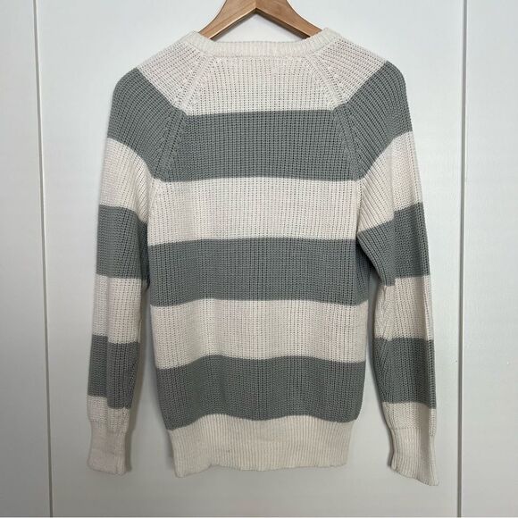 ESprit Sport Sweater Womens Small Gray White Striped Knit Long Sleeve Round Neck - Picture 7 of 11